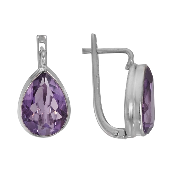 Серьги с аметистами из серебра 925 с родированием ИАСК37110Х14АМR1