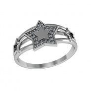 Кольцо Звезда с фианитами из серебра 925 с родированием 201274