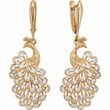 Серьги с фианитами из красного золота 585