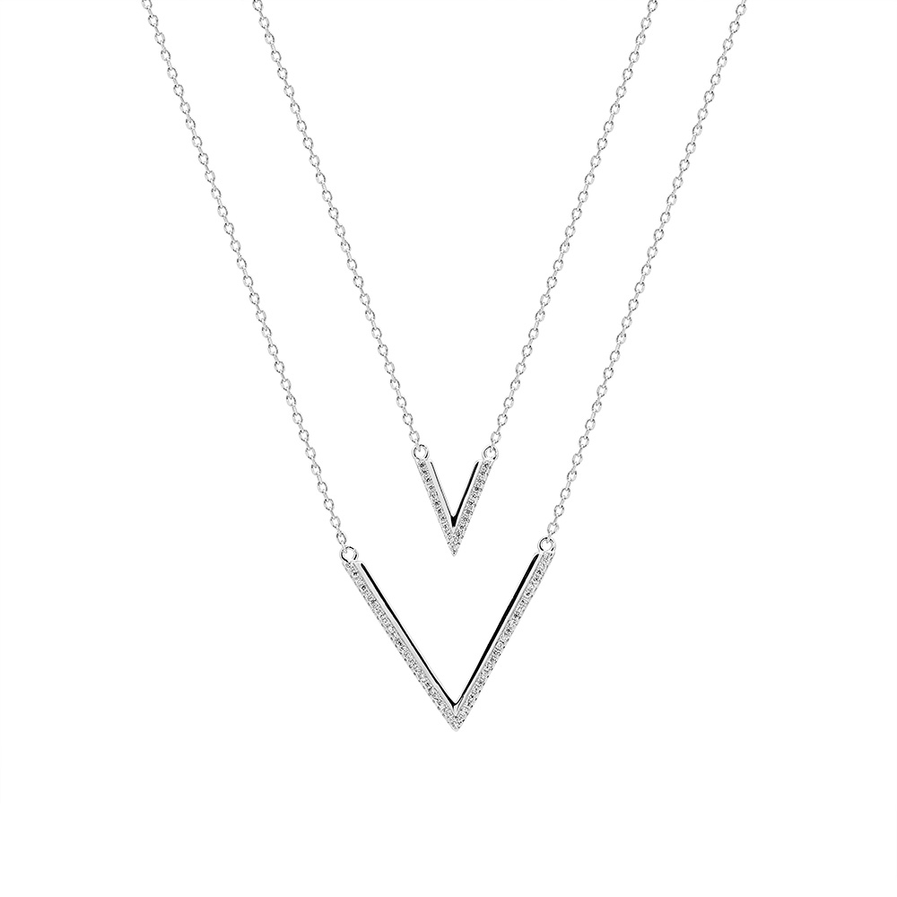 Колье с фианитами из серебра 925 с родированием B10191N