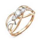 Кольцо с фианитами из красного золота 585 с родированием