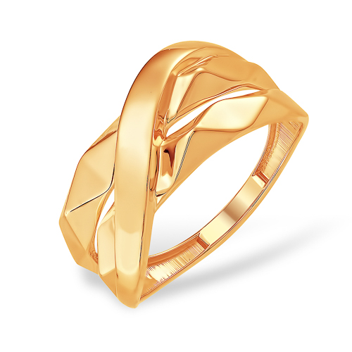 Кольцо без камней c алмазной гранью из красного золота 585