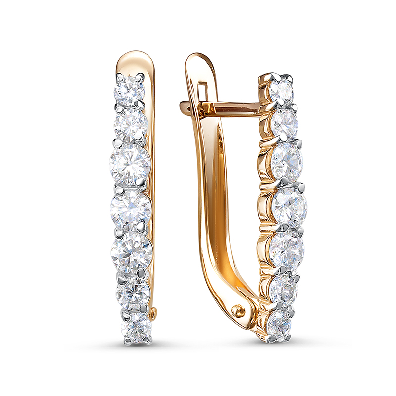 Серьги Дорожки с фианитами из красного золота 585 1202905