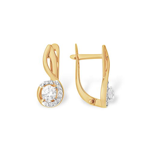 Серьги с фианитами из красного золота 585
