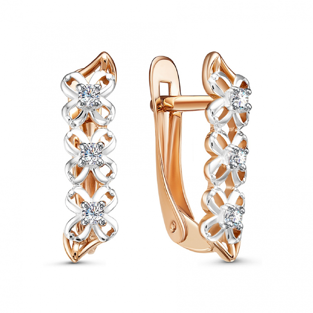 Серьги с фианитами из красного золота 585 2516707 1 1 1