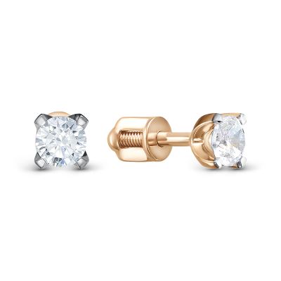 Серьги-пусеты с бриллиантами из красного золота 585 2-470-103К