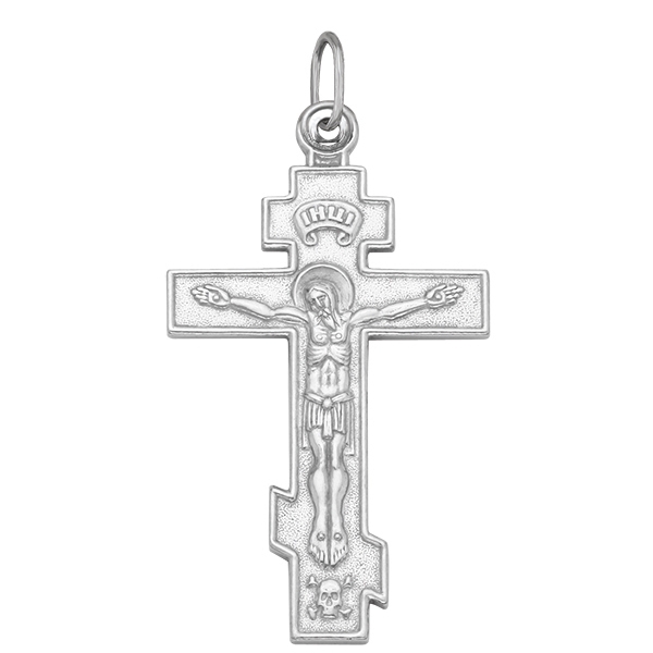 Крест без камней из серебра 925 с родированием