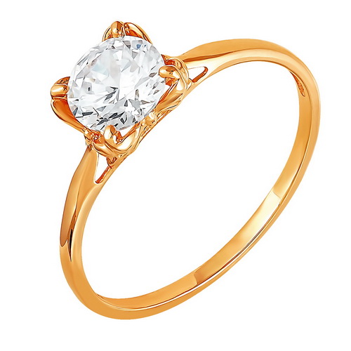 Кольцо с фианитом из красного золота 585 1214307 1 1 10