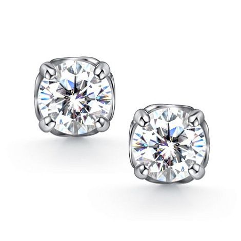 Серьги-пусеты с муассанитами из серебра 925 с родированием 02-4611/000М-00