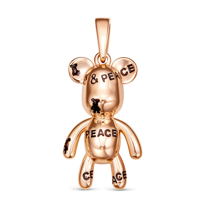 Подвеска Мишка с эмалью из красного золота 585 030251