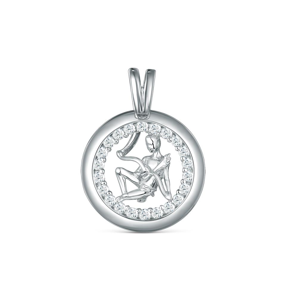 Подвеска знак зодиака Стрелец с фианитами из серебра 925 с родированием П-2762-Р