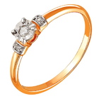 Кольцо с бриллиантами из красного золота 585 с родированием