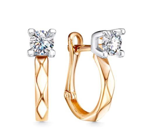 Серьги с фианитами из красного золота 585 21804103