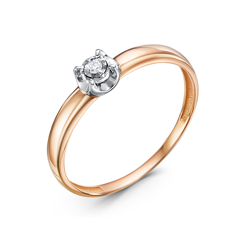 Кольцо с бриллиантом из красного золота 585 с родированием БР112283