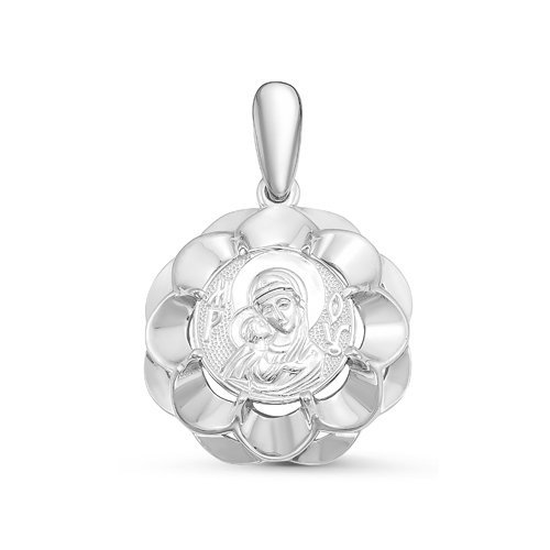 Икона Божией Матери Владимирской без камней из серебра 925 с родированием