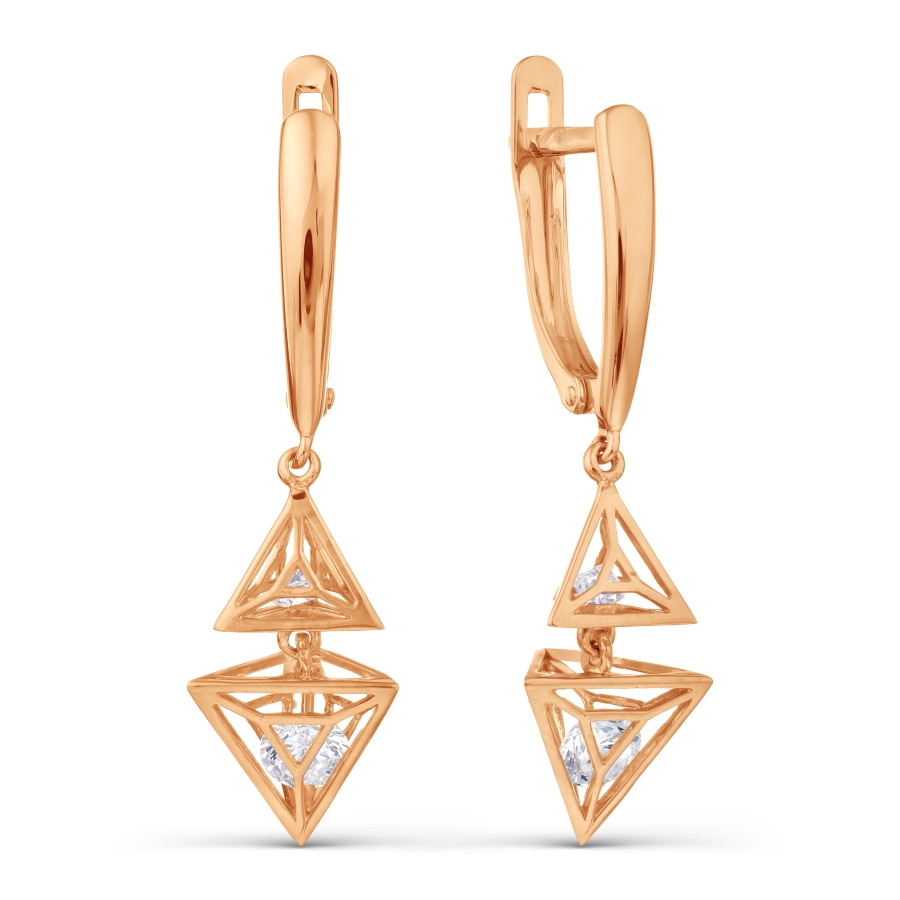 Серьги с фианитами из золота 585