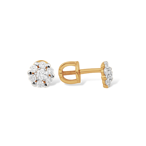 Серьги-пусеты с фианитами из красного золота 585 С1324588