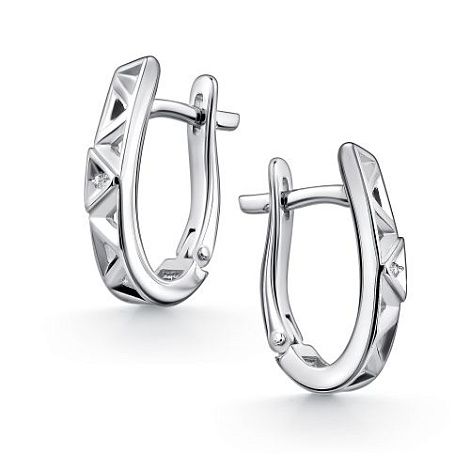 Серьги с бриллиантами из серебра 925 с родированием 02-4728/000Б-00