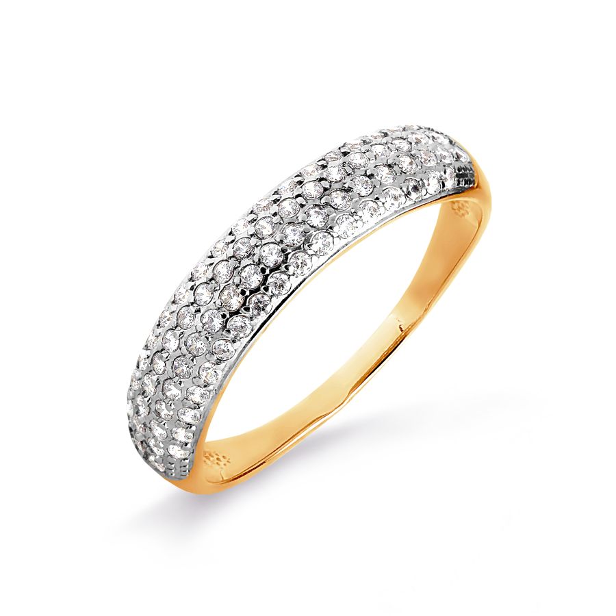 Кольцо с фианитами Swarovski из красного золота 585 с родированием
