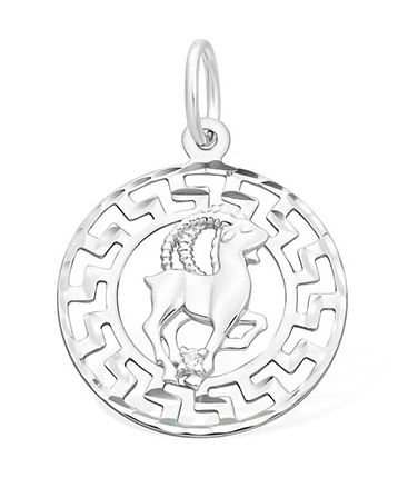 Подвеска знак зодиака Козерог из серебра 925 с родированием