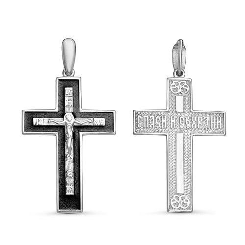 Крест с эмалью из серебра 925 с родированием