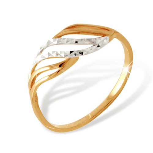 Кольцо с алмазной гранью из красного золота 585 с родированием К1200999