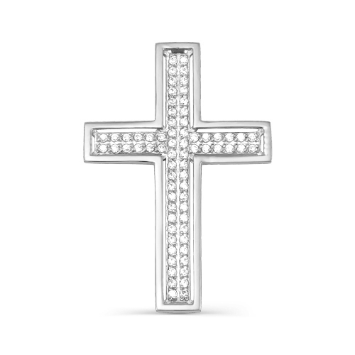 Крест с фианитами из серебра 925 с родированием