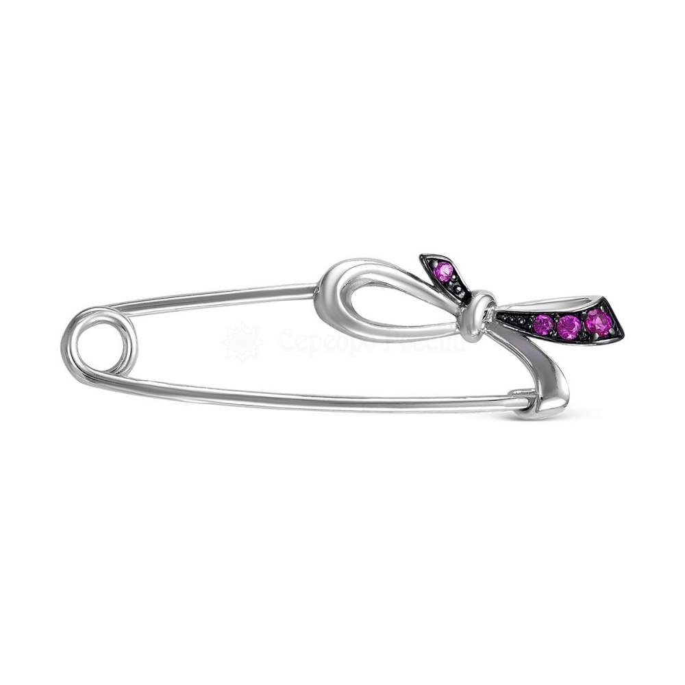 Булавка с фианитами из серебра 925