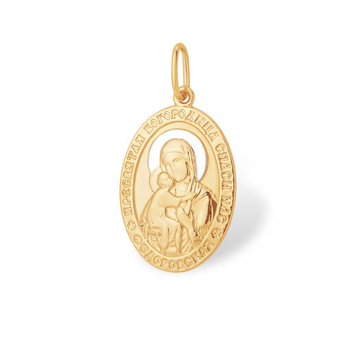 Икона нательная Божией Матери Владимирской без камней из красного золота 585