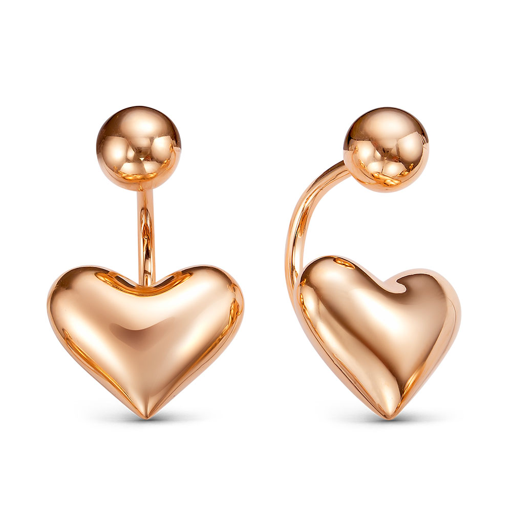 Серьги Сердца из красного золота 585 050218