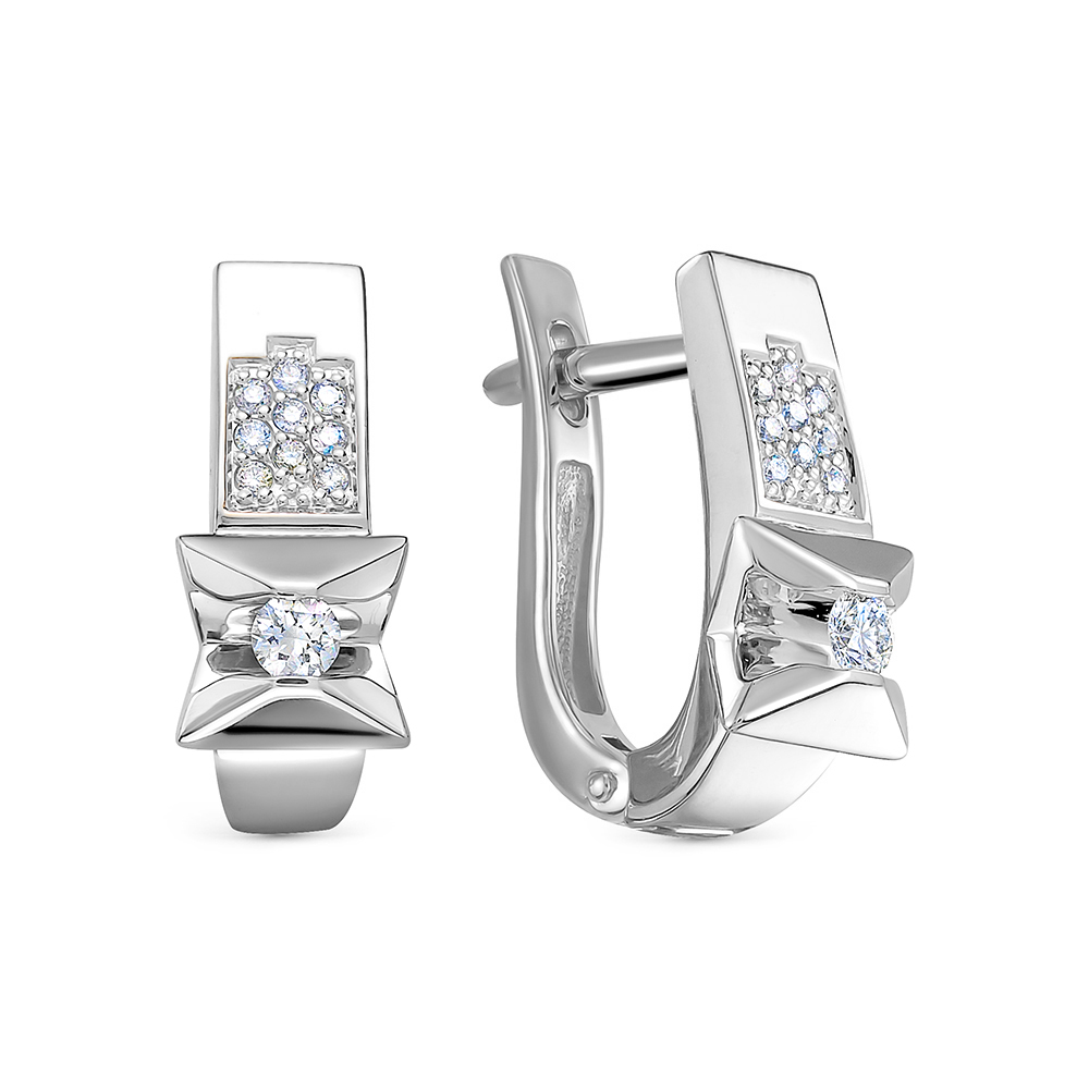 Серьги с бриллиантами из белого золота 585 с родированием 529-2200