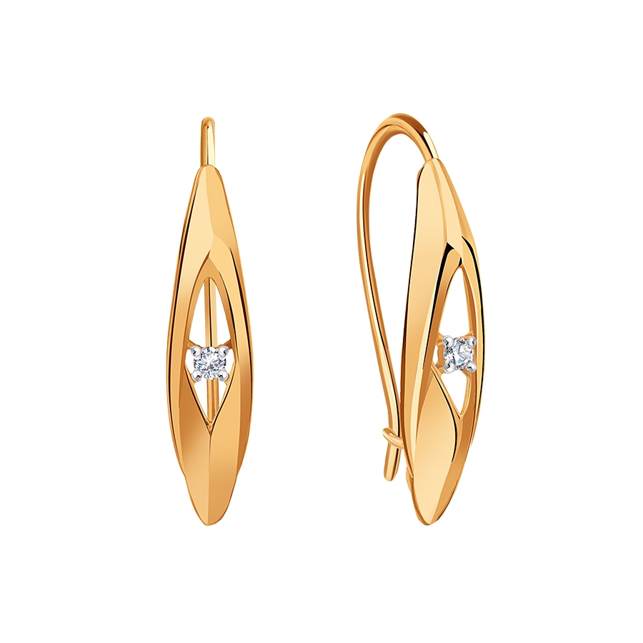 Серьги с фианитами из красного золота 585 Т14202В258