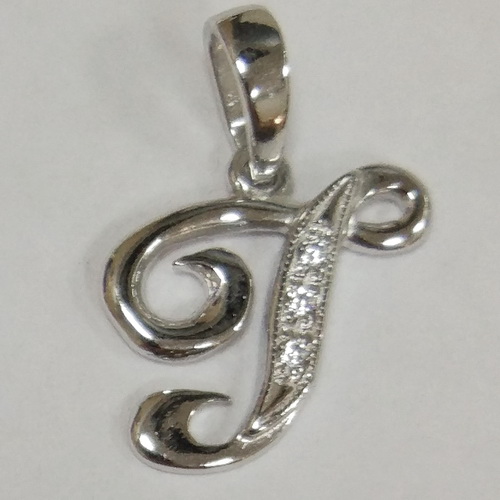 Подвеска-буква Г с фианитами из серебра 925 с родированием