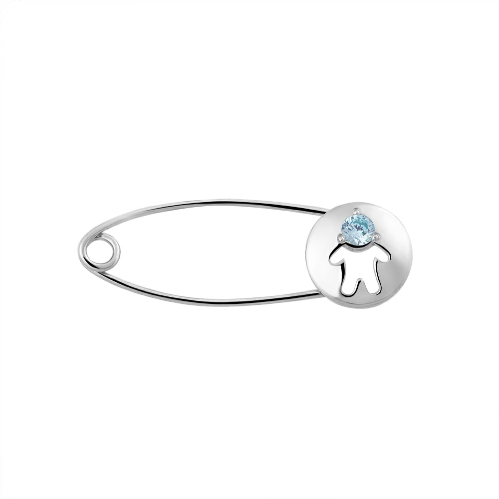 Булавка с фианитом из серебра 925 с родированием 31-1875-23-61