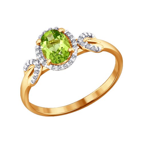 Кольцо с хризолитом из красного золота 585