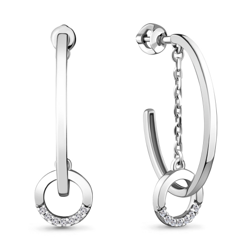 Серьги-пусеты с фианитами из серебра 925 с родированием 48268А.5                 