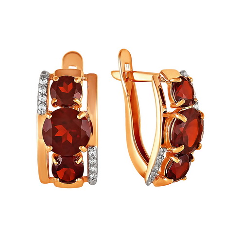 Серьги с гранатами и фианитами из красного золота 585 2109608 1 8 1