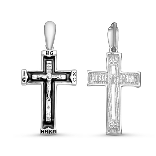 Крест с эмалью из серебра 925 с родированием