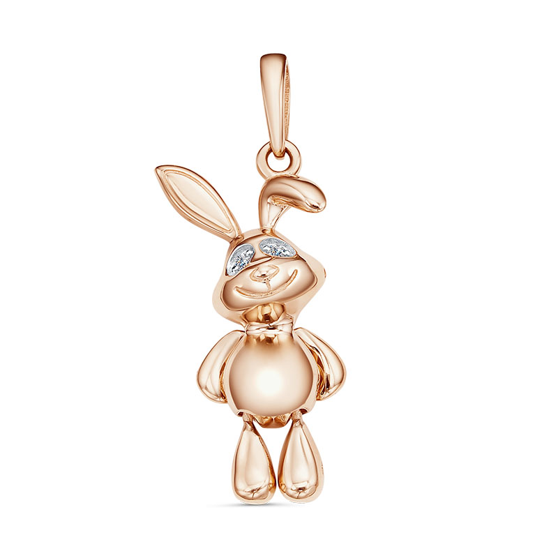 Подвеска Заяц с фианитами из красного золота 585 П3713607 1 1 1