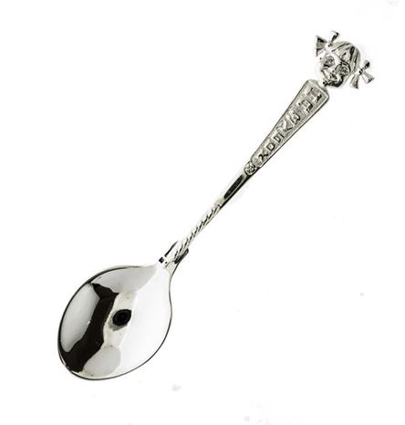 Ложка кофейная с фианитами из серебра 925 с родированием 930044