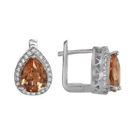 Серьги с султанитами и фианитами из серебра 925 с родированием ТДСН.715СТR