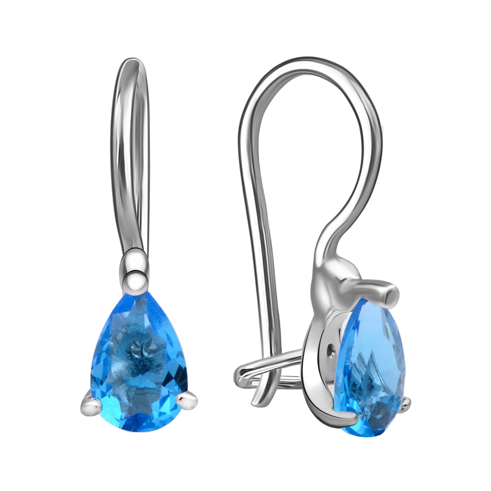 Серьги детские с топазами из серебра 925 с родированием 13-72-000Ц-29348
