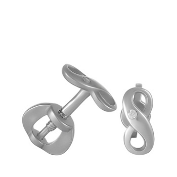 Серьги-пусеты Бесконечность с фианитами из белого золота 585 с родированием 019372-3101