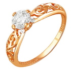 Кольцо с фианитами из красного золота 585