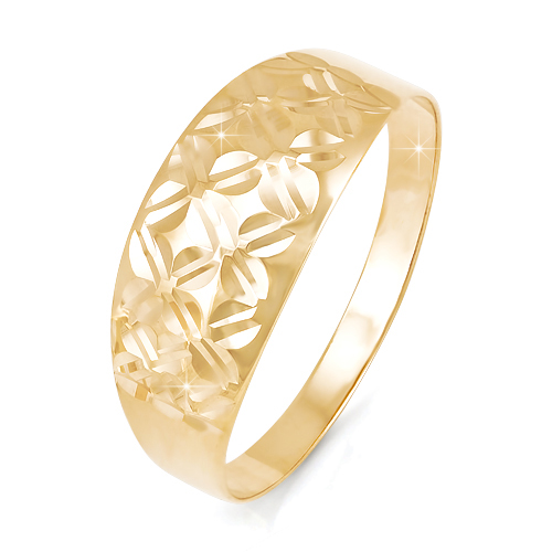 Кольцо без камней с алмазной гранью из красного золота 585