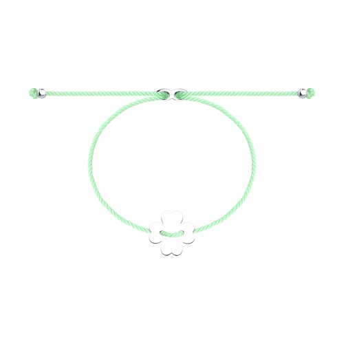Браслет зеленая нить Клевер из серебра 925 с родированием 94050794
