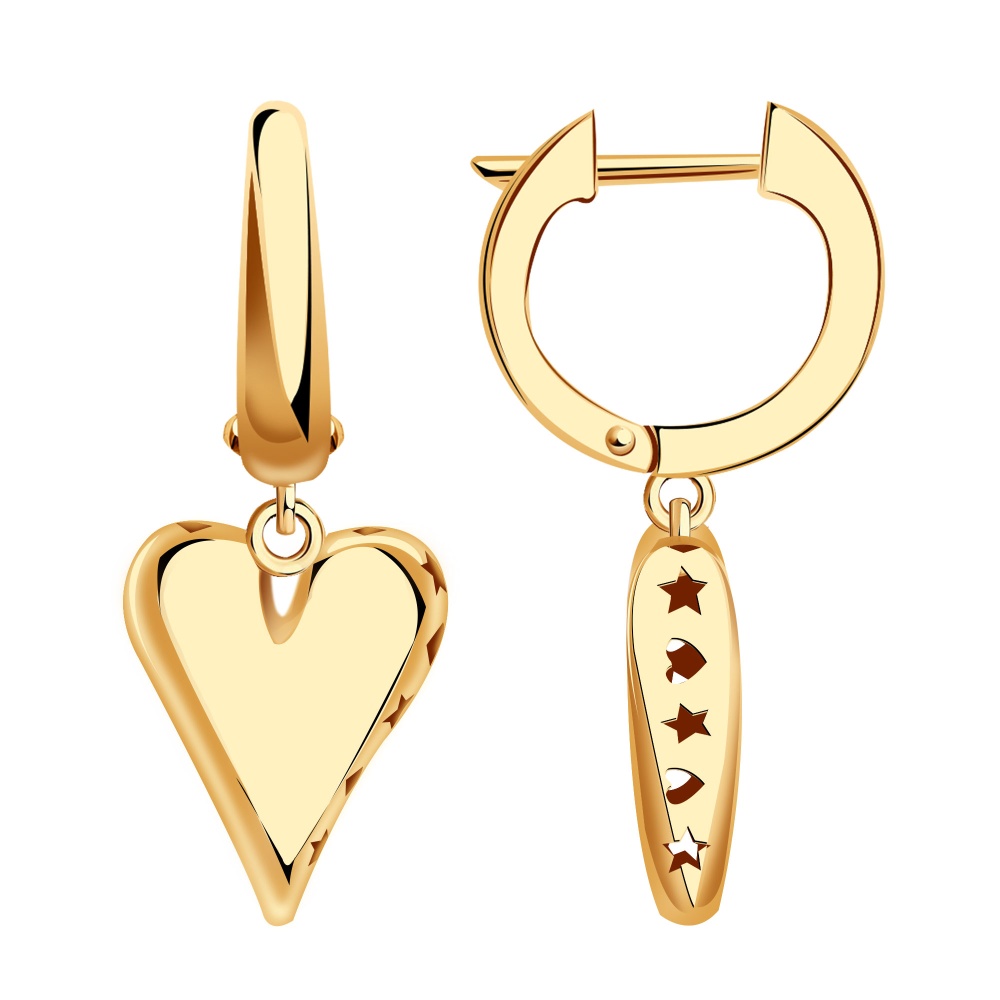 Серьги Сердца из красного золота 585 120956
