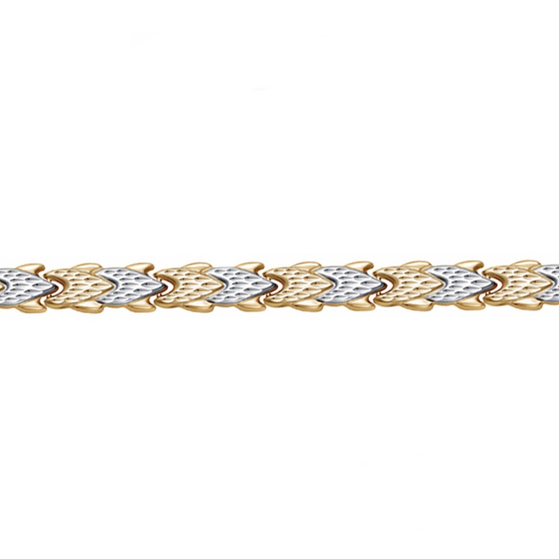 Браслет-ролекс без камней с алмазной гранью из красного золота 585 с родированием 