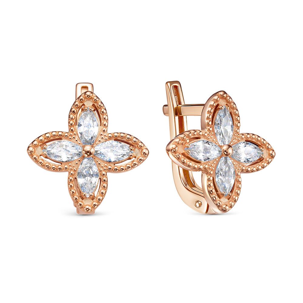 Серьги с фиантами из красного золота 585 120460