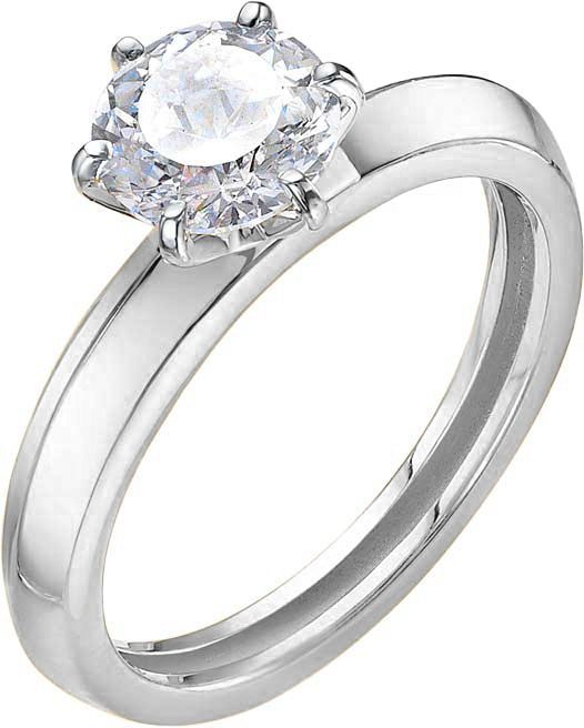 Кольцо с бриллианитом из белого золота 585 с родированием б110134